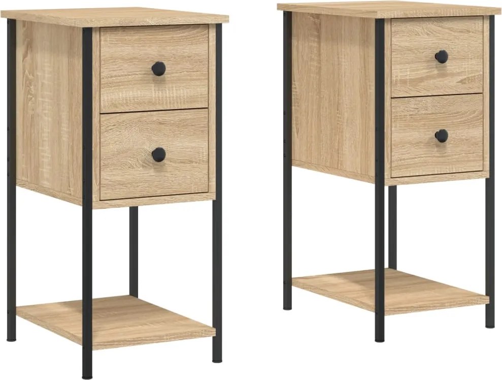 vidaXL Noptiere, 2 buc., stejar sonoma, 32x42x70 cm, lemn compozit