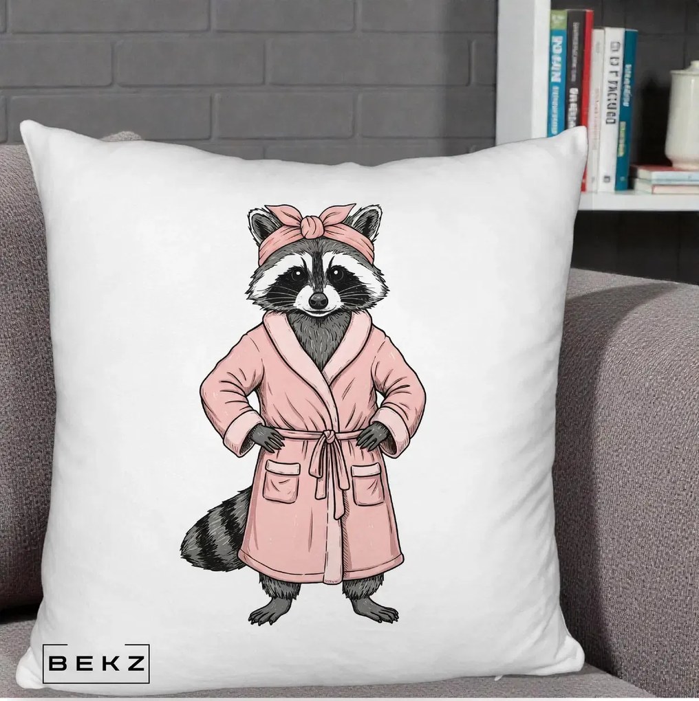 Perna Decorativa Albinuta Kawaii Vesela, 40x40 cm, Alb Pufos, Husa Detasabila, Perna Inclusa, BEKZ®