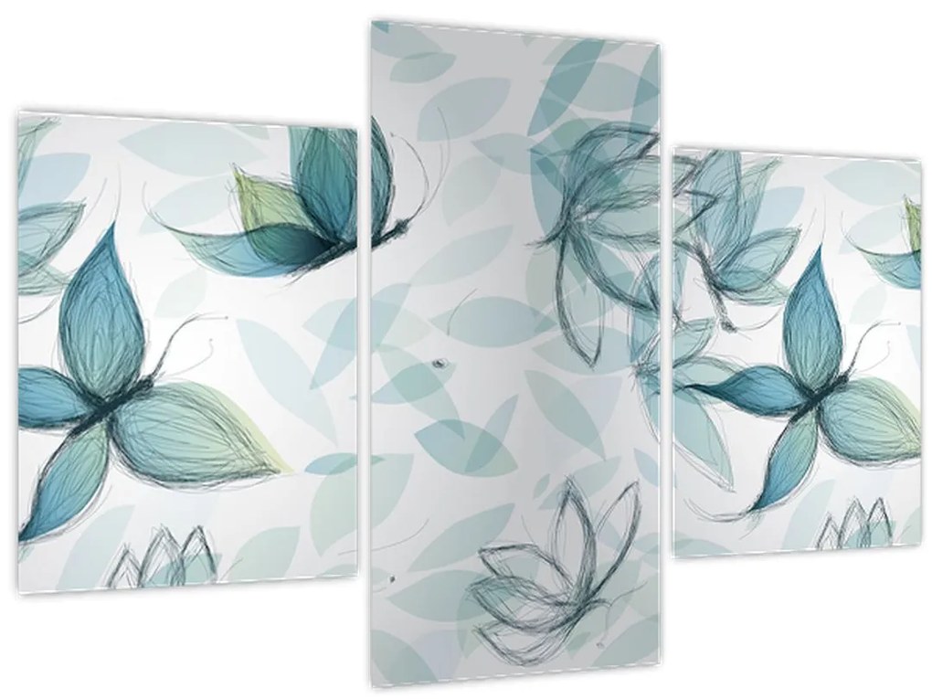 Tablou - Fluturași albaștri (90x60 cm)