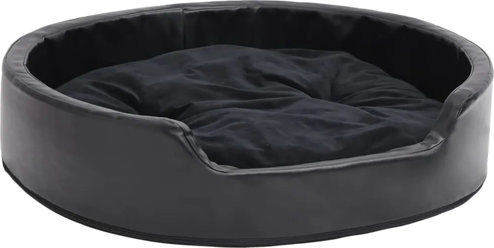 vidaXL Pat pentru câini, negru, 79x70x19 cm, pluș/piele ecologică