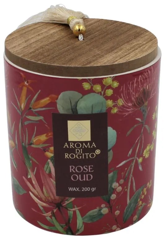 Lumanare suport ceramic Rose Oud 200g