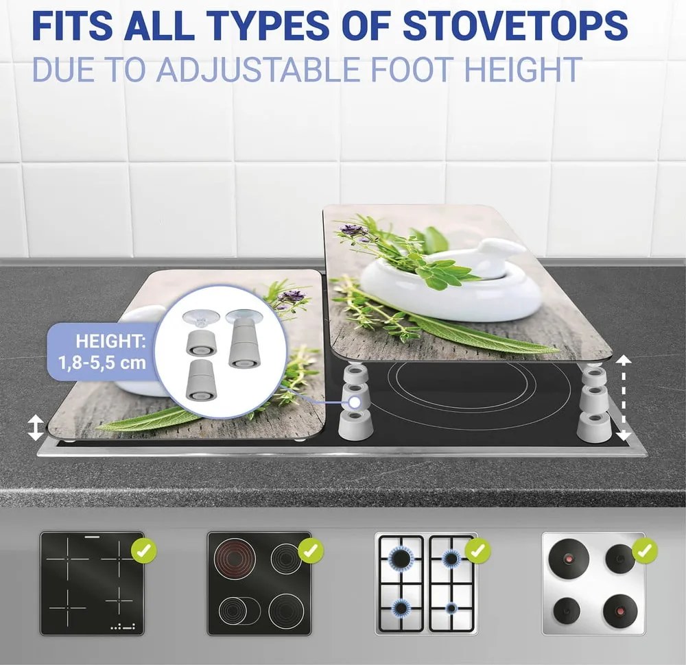 Set 2 protecții din sticlă pentru aragaz Wenko Herbal, 52 x 30 cm