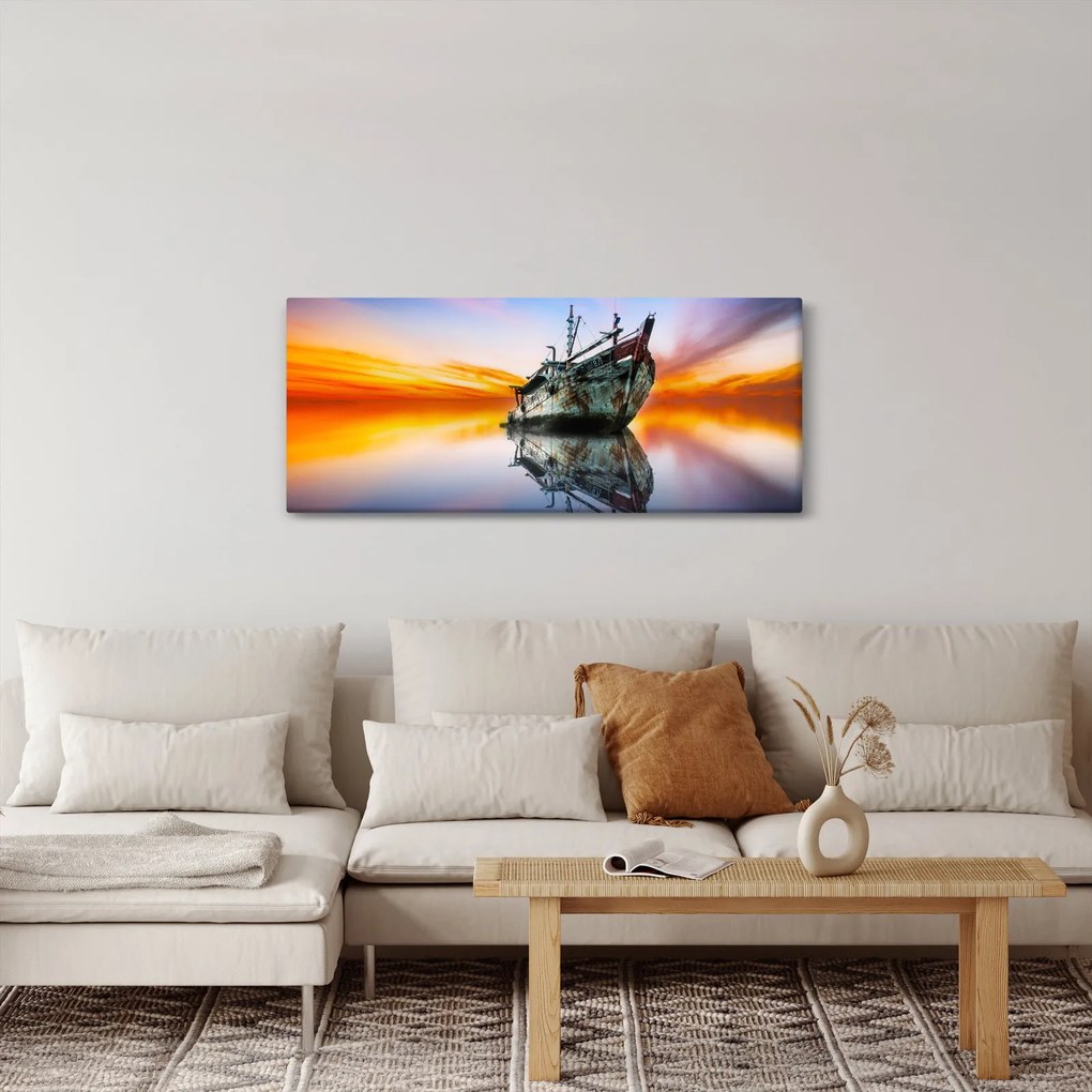 Tablou - Zori peste un naufragiu (120x50 cm)