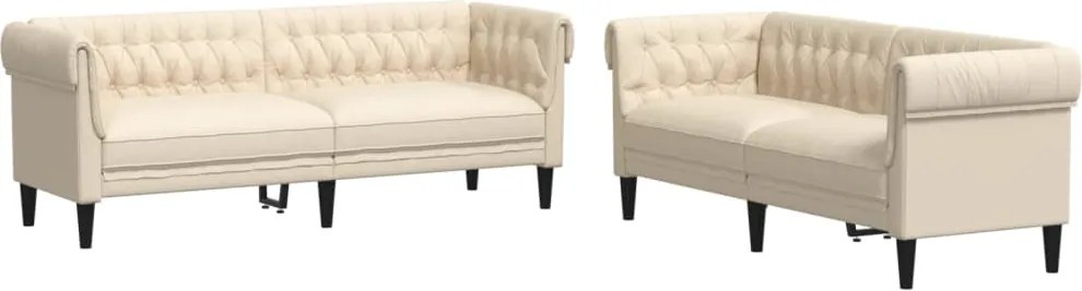 vidaXL Set de canapele, 2 piese, crem, material textil