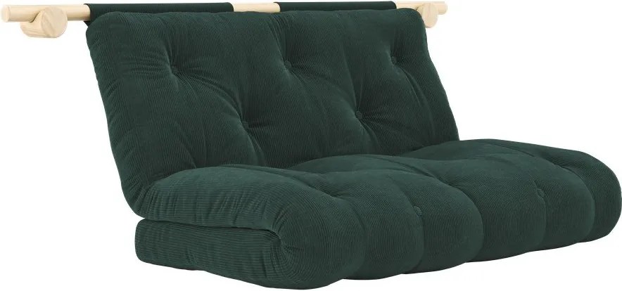 Canapea verde-închis extensibilă cu tapițerie din catifea reiată 135 cm Hooked – Karup Design