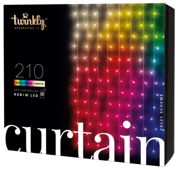 Twinkly TWW210SPP-TEU - LED RGB perdea de Crăciun exterior 210 LED, 6,1m, IP44,