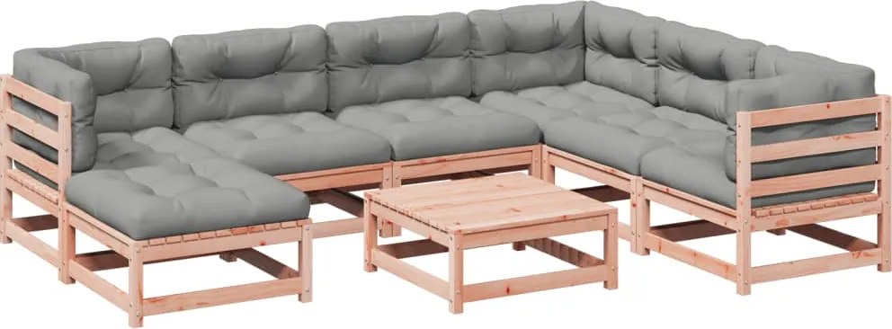 vidaXL Set canapele grădină cu perne 8 locuri, lemn masiv brad douglas