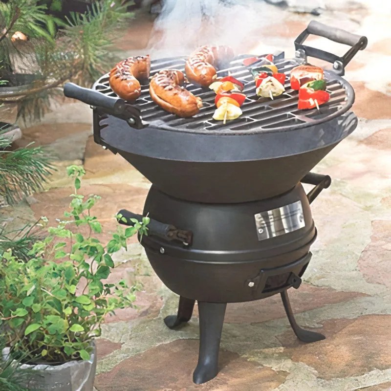 Gratar din fonta Master Grill MG630, 35,5cm, Reglare inaltime, Negru