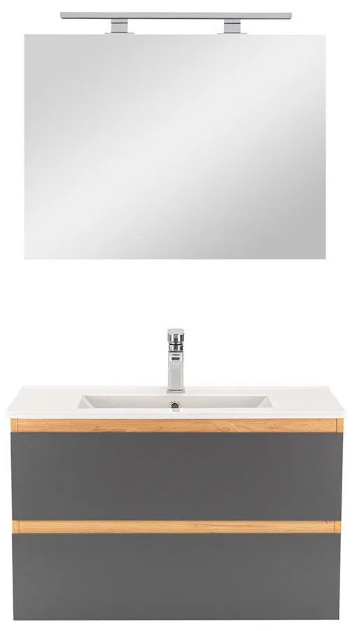 Mobilier complet de baie Vario Forte 80 stejar-antracit