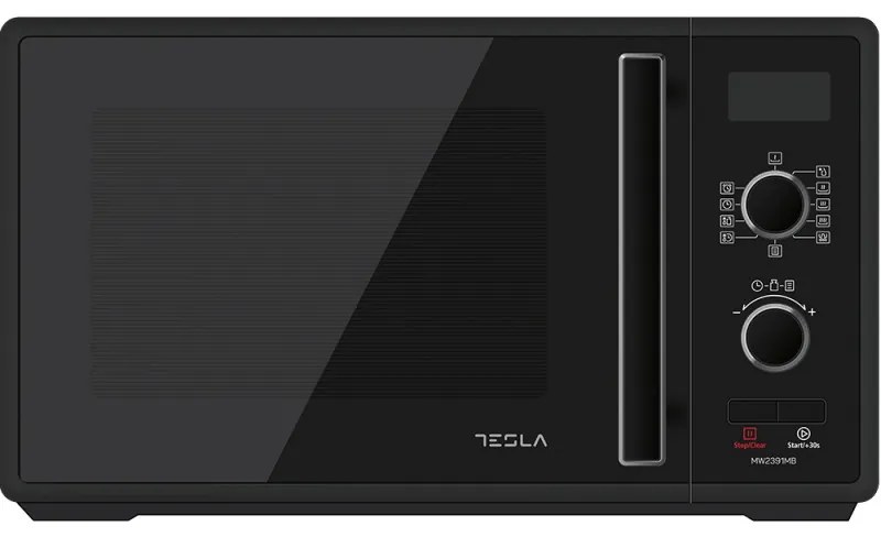Cuptor cu microunde Tesla MW2391MB, 23 litri, 900W, Gratar, Dezghetare, Control digital, 5 trepte de putere, Negru