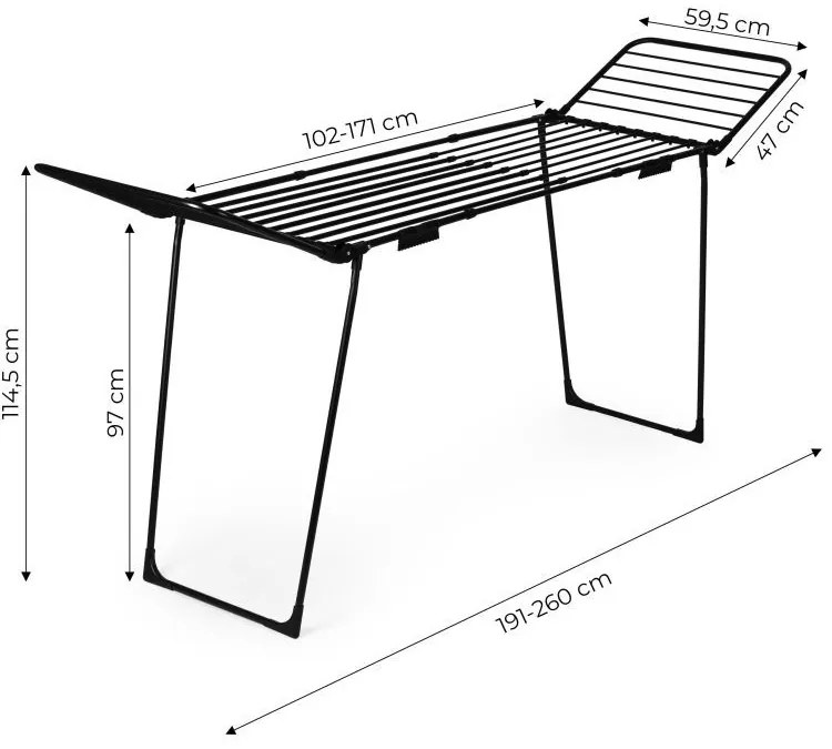 Uscător de rufe extensibil cu suprafață mare de uscare 27 m