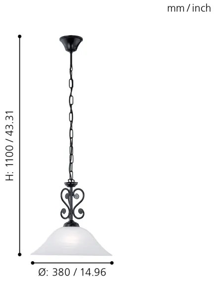 Lustră pe lanț Eglo 91002 MURCIA 1xE27/60W/230V