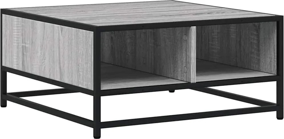 vidaXL Măsuță de cafea gri sonoma 60,5x60,5x30 cm lemn prelucrat/metal