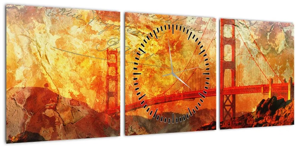 Tablou - Golden Gate, SanFrancisco, California (cu ceas) (90x30 cm)