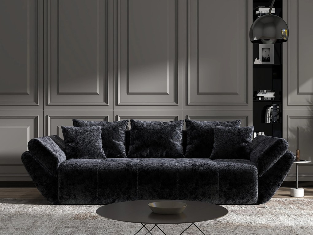 Canapea extensibilă dumonde cu ladă de depozitare si sezut confortabil din spuma high-density, Berlin Euphoria Black 250x100 cm