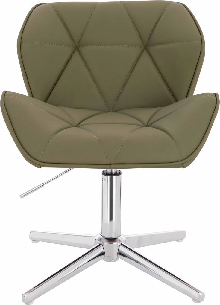 HR111CROSS Scaun Khaki Piele Ecologica Premium Soft cu Bază Cromata