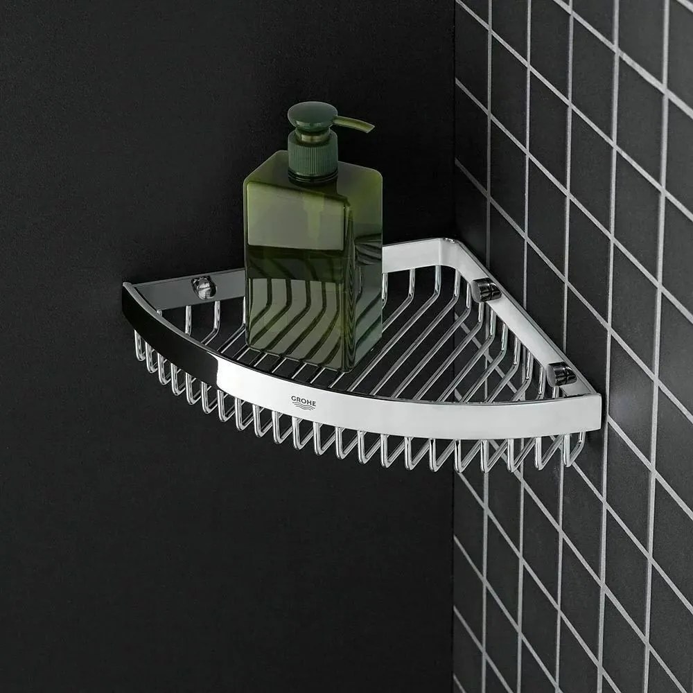 Etajera dus de colt Grohe Selection Cube, crom lucios