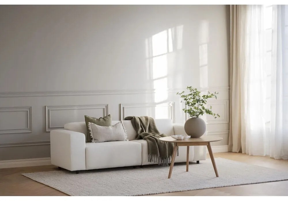 Măsuță de cafea în culoare naturală rotundă cu aspect de lemn de stejar 90x90 cm Yumi - Rowico