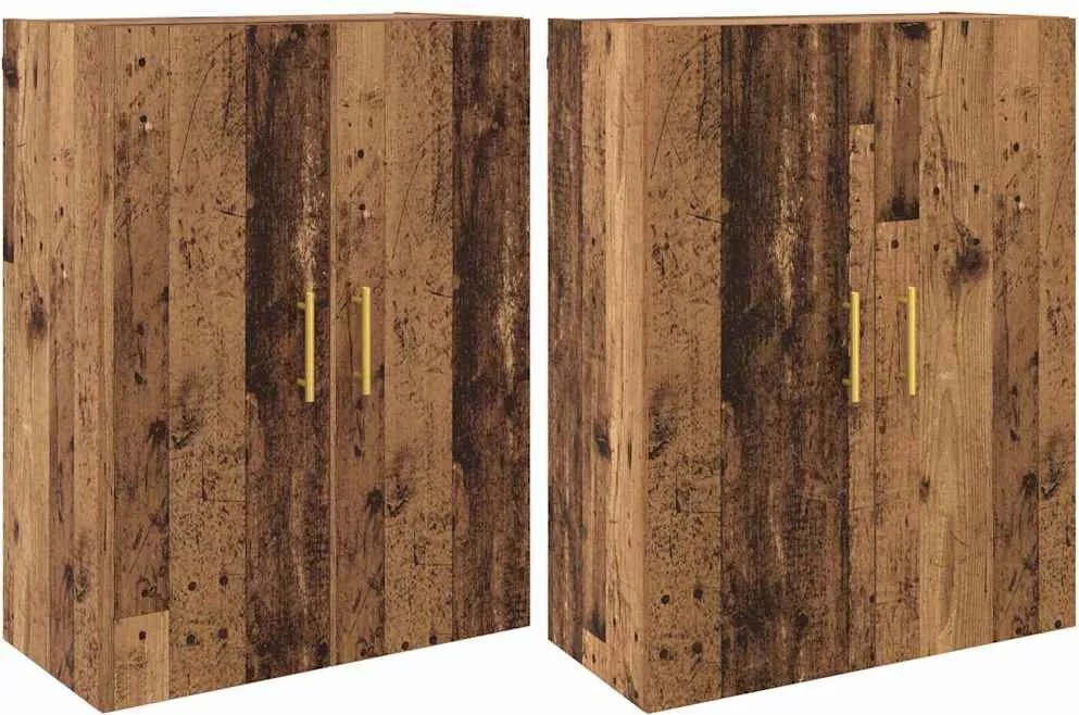 vidaXL Dulap montat pe perete 2 pcs Lemn vechi 69,5 x 34 x 90 cm