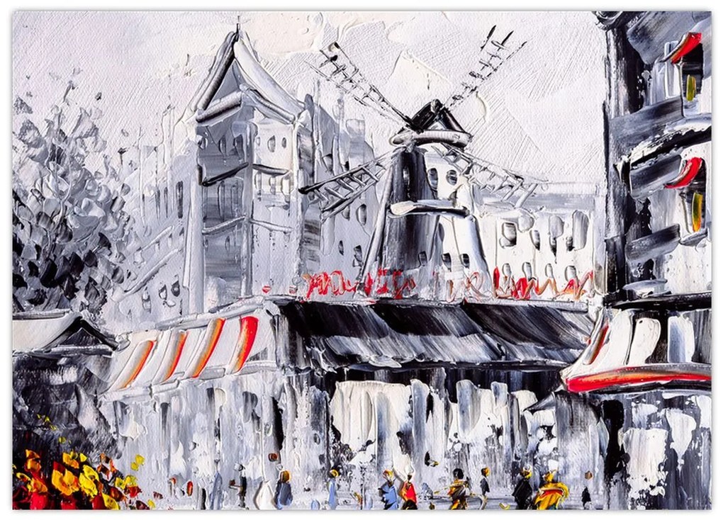 Tablou pe sticlă - Strada din Paris, pictură în ulei (70x50 cm)