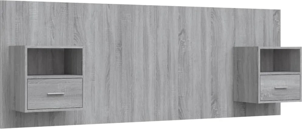 vidaXL Tăblie de pat cu dulapuri, gri sonoma, lemn prelucrat