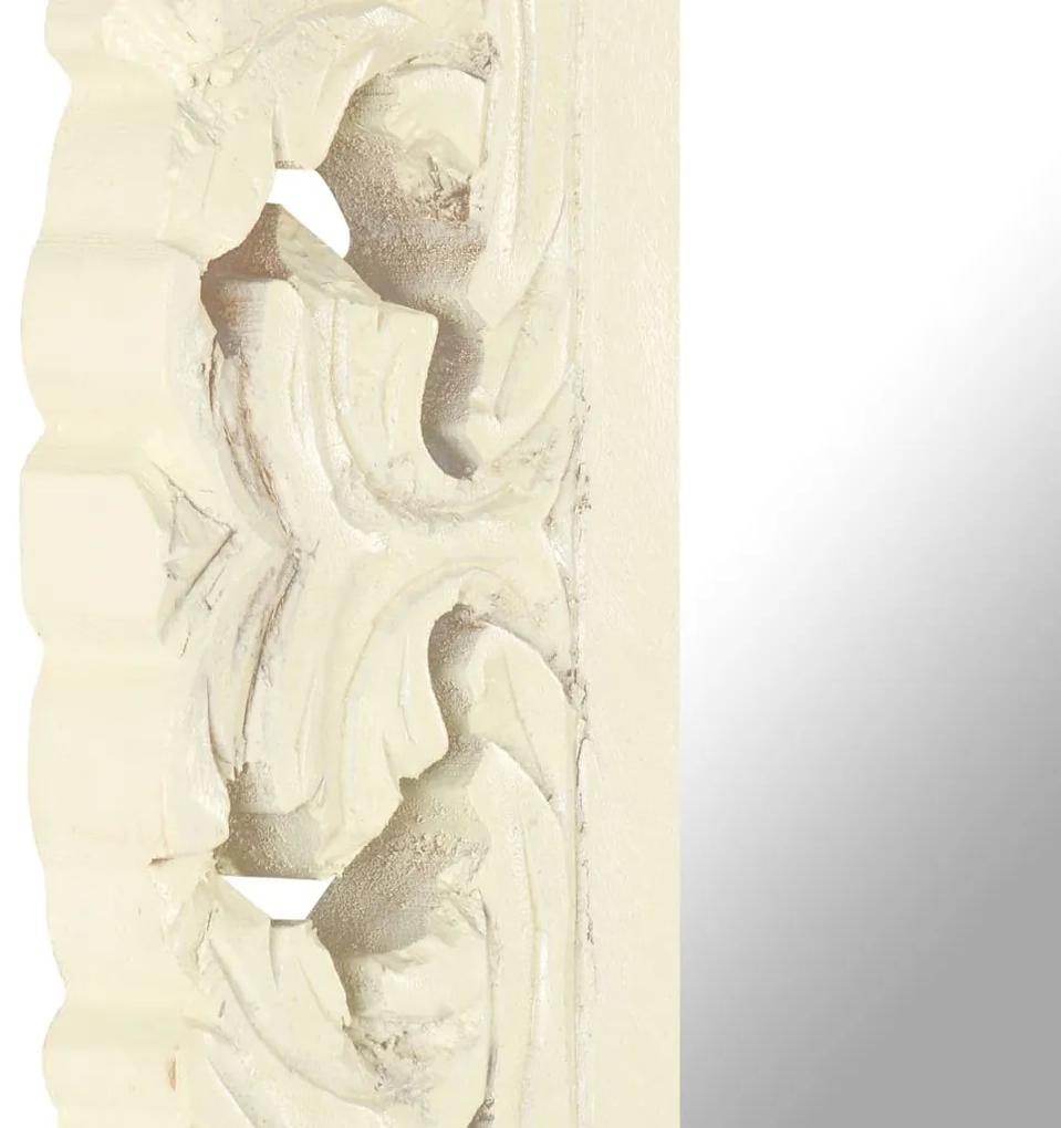 Oglinda sculptata manual, alb, 50x50 cm, lemn masiv mango Alb
