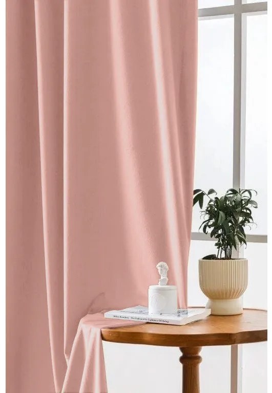Draperie opaca VELVET 140x250 cm, roz Agatat: Inele metalice