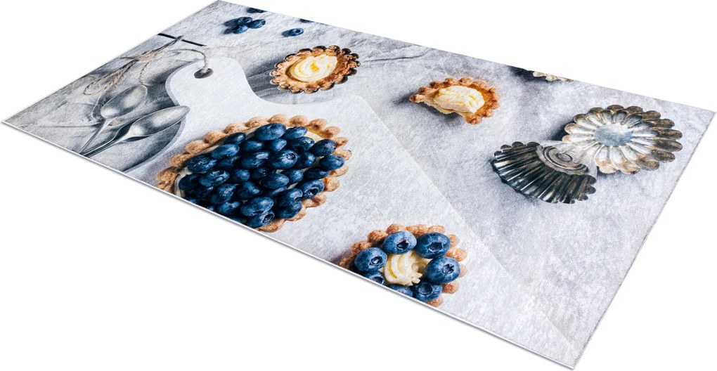 ANDRE 33570 covor lavabil Cupcake-uri, bucatarie, anti-alunecare - argint / bej