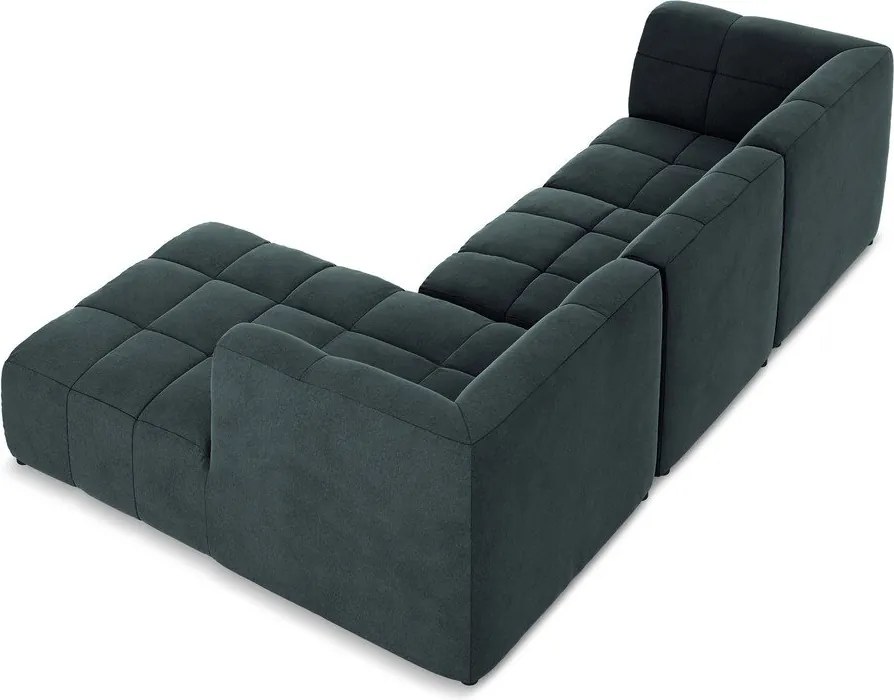 Colțar albastru cu tapițerie din catifea (cu colț pe partea dreaptă/cu șezlong) Aloha – Makamii