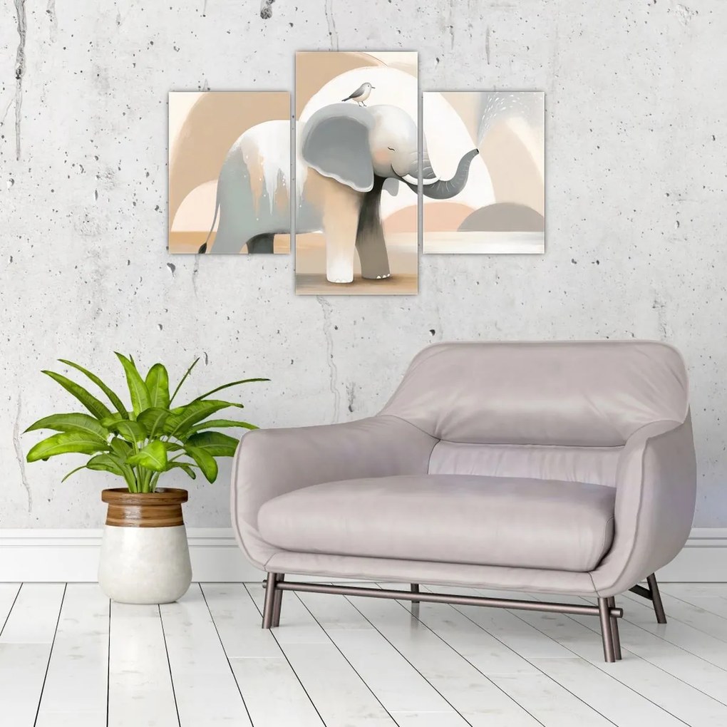 Tablou - Elefant în culori pastel (90x60 cm)