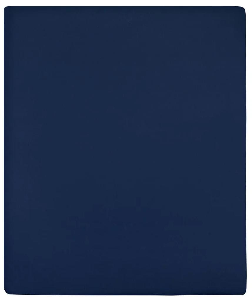 Cearsaf de pat cu elastic, 2 buc., bleumarin, 90x200 cm, bumbac