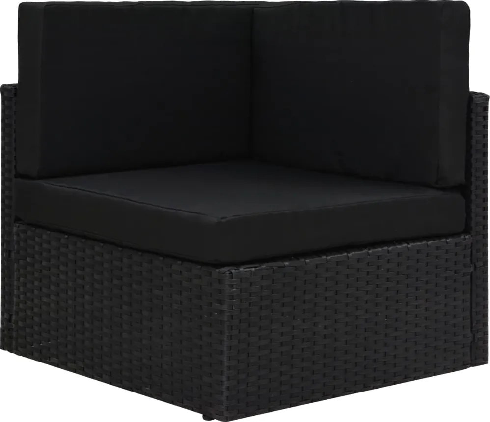 vidaXL Canapea de colț modulară, negru, poliratan