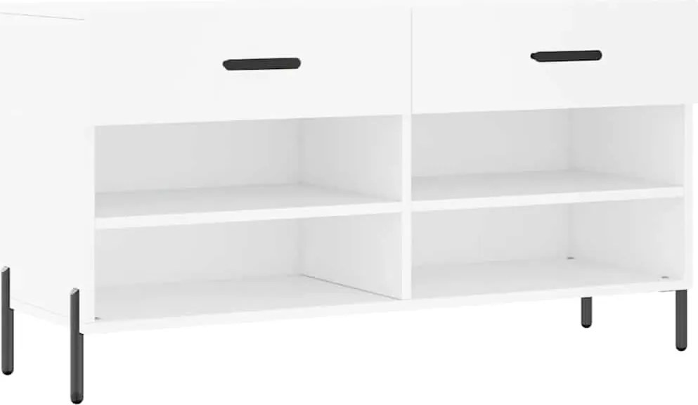 vidaXL Bancă de pantofi, alb, 102x35x55 cm, lemn prelucrat