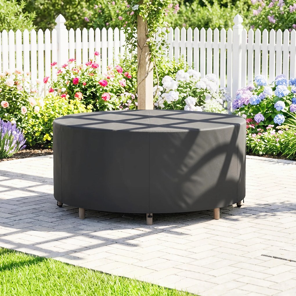 Outsunny Husă protecție pentru mobilier de grădină, rezistentă la iarnă, impermeabilă, anti-UV, prelată 420D țesătură Oxford Ø214x70Hcm Negru | Aosom Romania