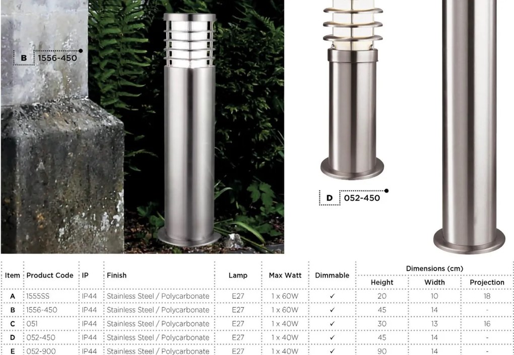 Aplica de perete exterior moderna IP44 Louvre 1555SS SRT