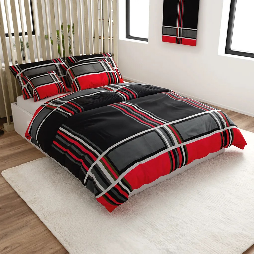 Lenjerie de pat din bumbac KARO BLEND rosu Dimensiune lenjerie de pat: 70 x 90 cm | 140 x 200 cm