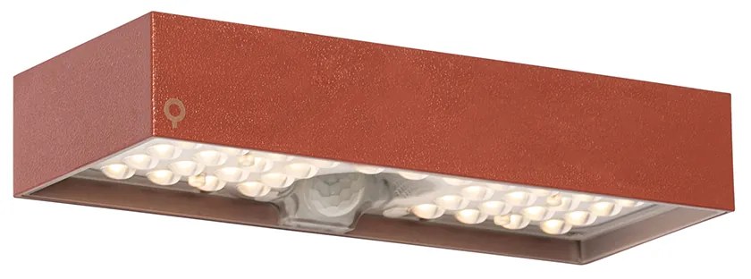 Lampă de perete exterioară roșie cu lumină reglabilă și senzor solar - Kayo