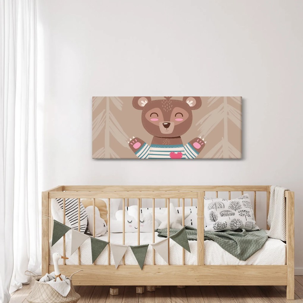 Tablou - Ursuleț de pluș în tricou cu dungi (120x50 cm)
