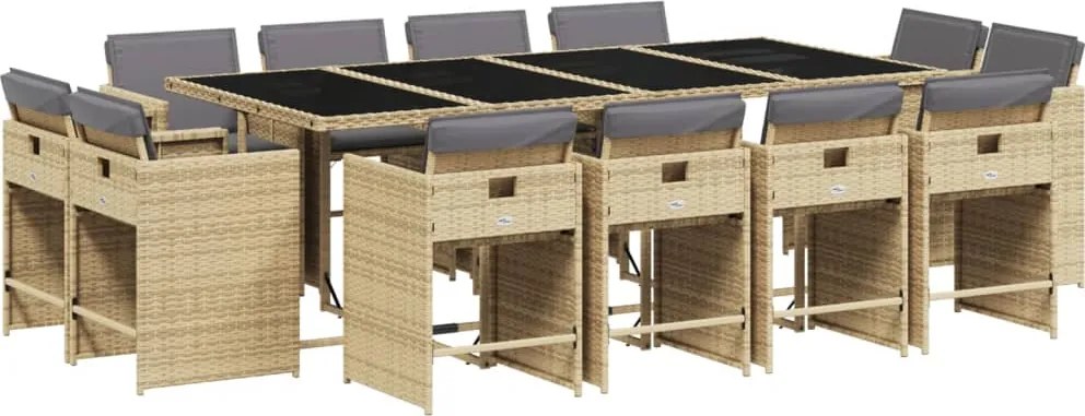 vidaXL Set mobilier grădină cu perne, 13 piese, bej combinat poliratan