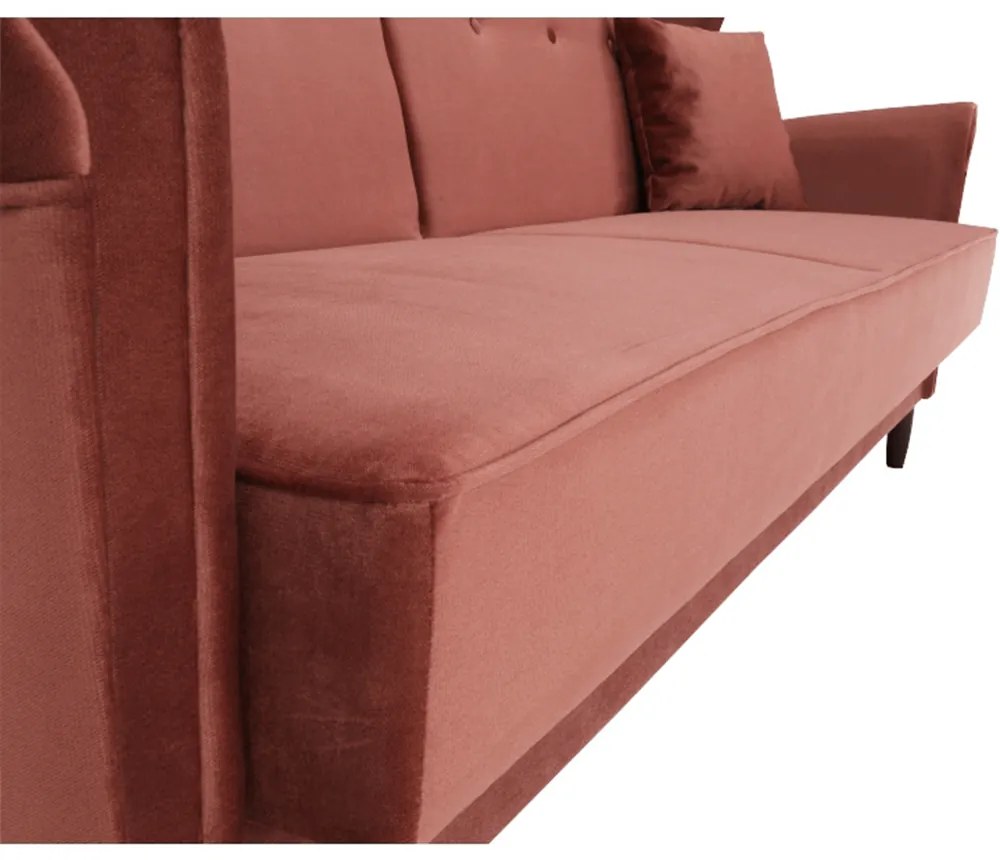 Canapea extensibilă, material textil roz antichizat, COLUMBUS