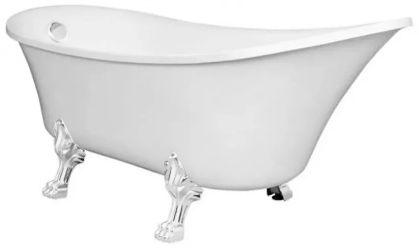 Antica cadă de baie independentă cu picioare albe și scurgere
