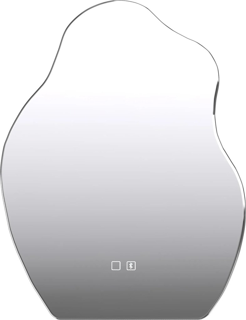HOMCOM Oglindă baie LED 80 x 60 cm, 3 culori, design neregulat, Bluetooth, antiaburire, touch | Aosom Romania