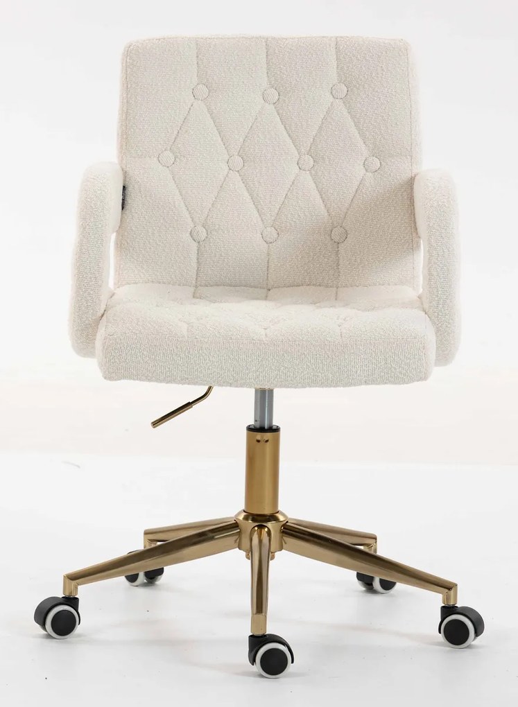 HR8404K Scaun Crem Boucle cu Bază Aurie