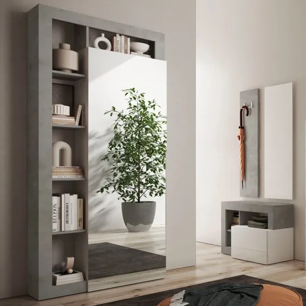 Dulap de haine LENOR 91 x 209 cm, alb/gri beton