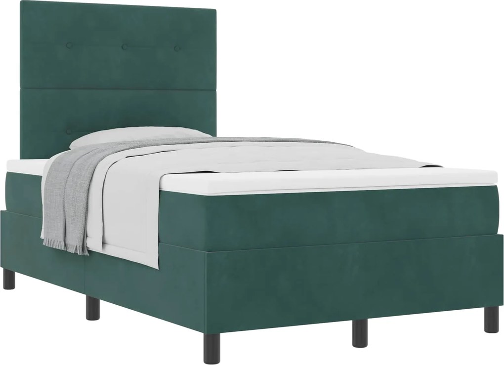 vidaXL Pat cu arcuri cu saltea Verde închis 120 x 190 cm Catifea