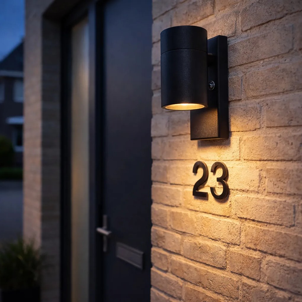 Lampa de perete exterioară modernă neagră IP44 cu senzor crepuscular - Solo