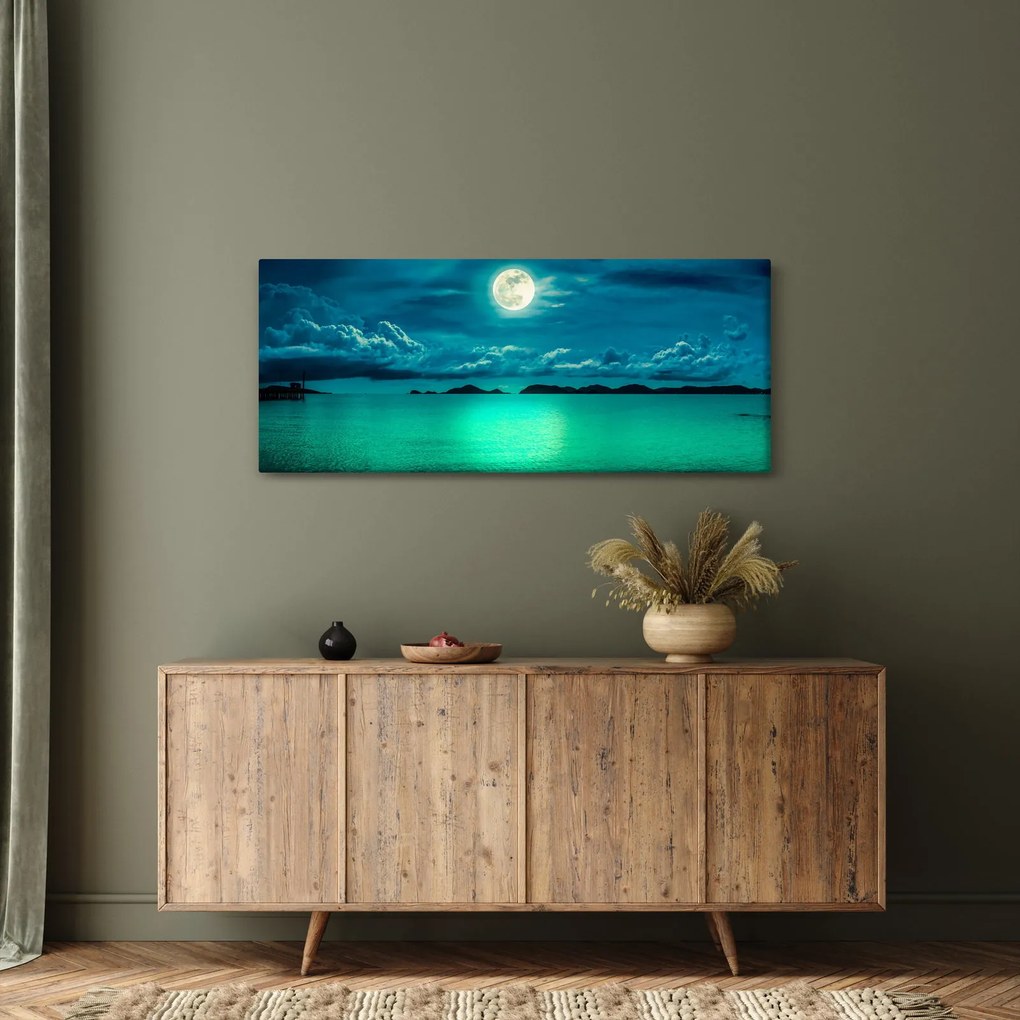 Tablou - Luna plină deasupra apei (120x50 cm)