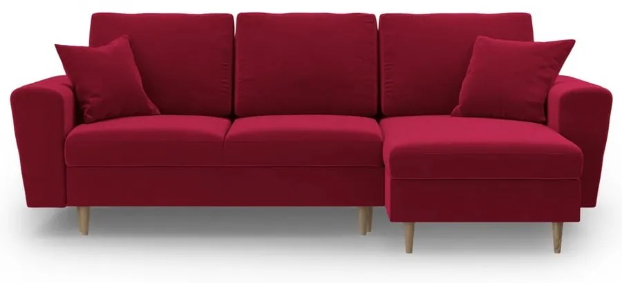 Colțar roșu extensibil, cu spațiu de depozitare cu tapițerie din catifea Kyoto – Cosmopolitan Design