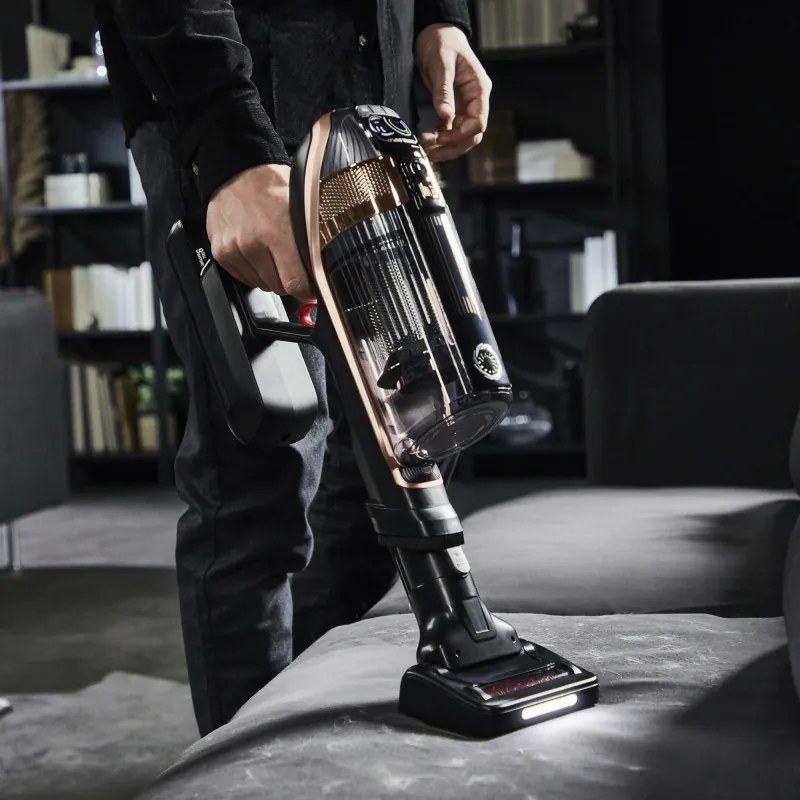 Rowenta X-Force Flex 15.60 RH99F1, 520W, 230AW, 0.9 litri, 32.4V, Autonomie 80 min, Auto power, LED, Display, Flex, Negru/Bronz