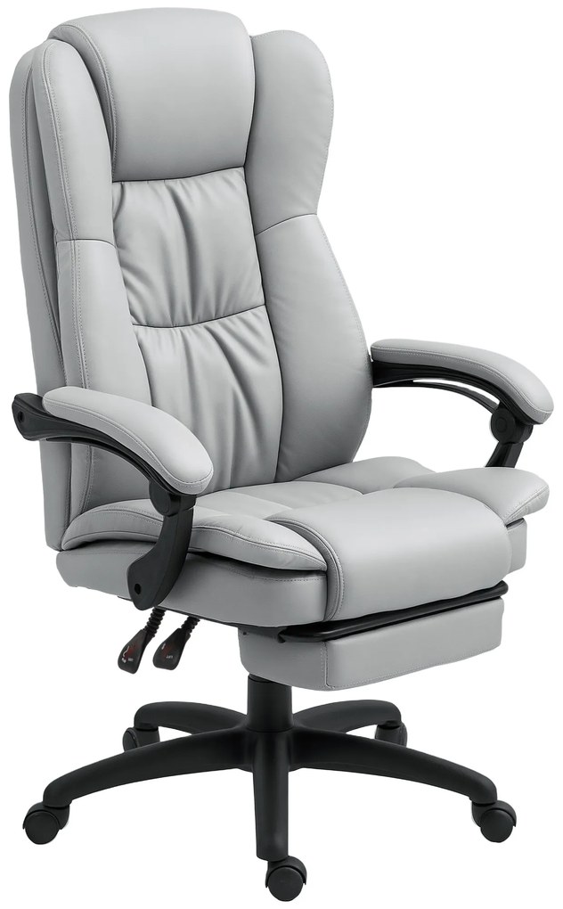 Vinsetto Scaun de birou ajustabil cu suport pentru picioare, suport pentru cap, funcție de masaj, piele ecologică, 68,5x68,5x113-121cm | Aosom Romania